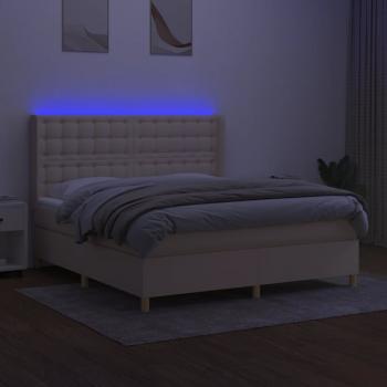 Boxspringbett mit Matratze & LED Creme 180x200 cm Stoff