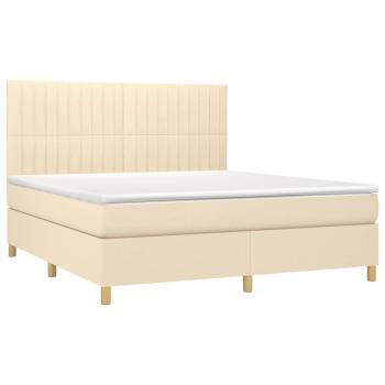 Boxspringbett mit Matratze Creme 180x200 cm Stoff