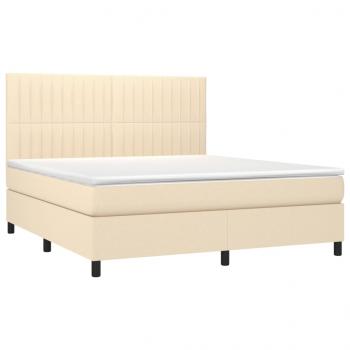 Boxspringbett mit Matratze Creme 180x200 cm Stoff