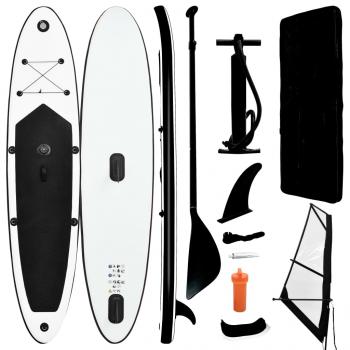 ARDEBO.de - Aufblasbares SUP-Board mit Segel Set Schwarz und Weiß