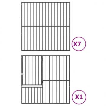 Hundelaufstall 8-tlg. Schwarz Verzinkter Stahl