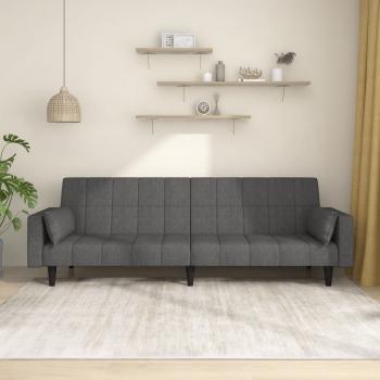 ARDEBO.de - Schlafsofa 2-Sitzer mit 2 Kissen Dunkelgrau Stoff