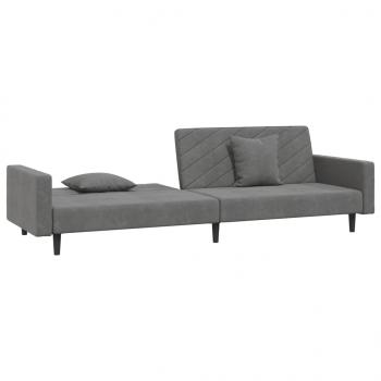 Schlafsofa 2-Sitzer mit 2 Kissen Dunkelgrau Samt