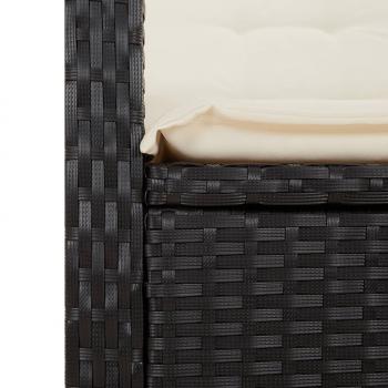 Gartenbank Verstellbar mit Kissen Schwarz Poly Rattan