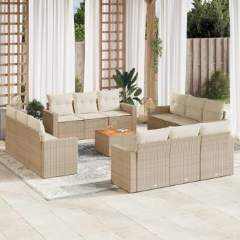 ARDEBO.de - 13-tlg. Garten-Sofagarnitur mit Kissen Beige Poly Rattan