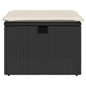 Gartenhocker mit Kissen Schwarz 55x55x37 cm Poly Rattan