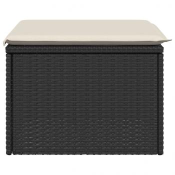 Gartenhocker mit Kissen Schwarz 55x55x37 cm Poly Rattan