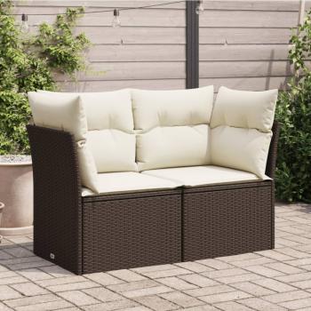 ARDEBO.de - Gartensofa mit Kissen 2-Sitzer Braun Poly Rattan