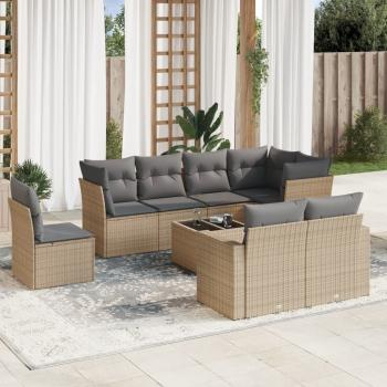 ARDEBO.de - 9-tlg. Garten-Sofagarnitur mit Kissen Beige Poly Rattan