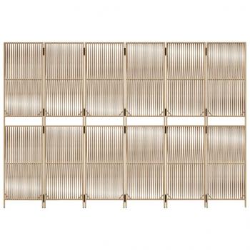 Paravent 6-tlg. Beige Poly Rattan