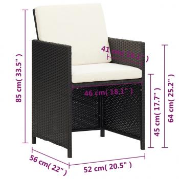 Garten-Essstühle mit Kissen 4 Stk. Schwarz Poly Rattan