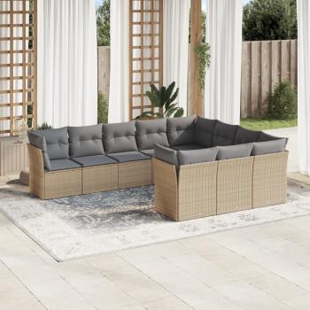 ARDEBO.de - 10-tlg. Garten-Sofagarnitur mit Kissen Beige Poly Rattan