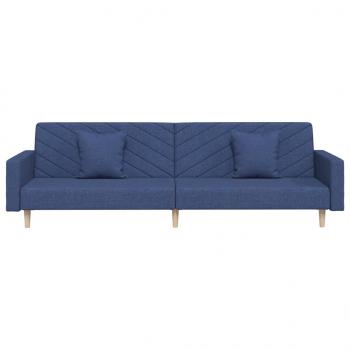 Schlafsofa 2-Sitzer mit 2 Kissen Blau Stoff