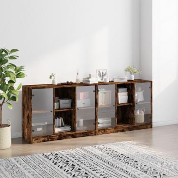 Bücherschrank mit Türen Räuchereiche 204x37x75 cm Holzwerkstoff