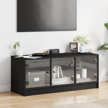 TV-Schrank mit Glastüren Schwarz 102x37x42 cm