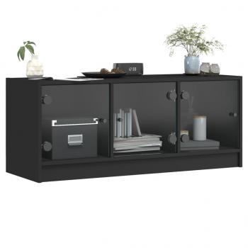 TV-Schrank mit Glastüren Schwarz 102x37x42 cm