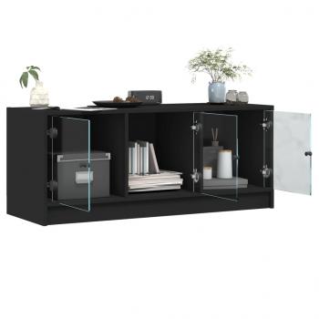 TV-Schrank mit Glastüren Schwarz 102x37x42 cm