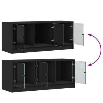 TV-Schrank mit Glastüren Schwarz 102x37x42 cm