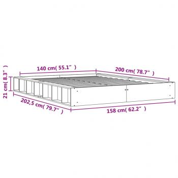 Massivholzbett ohne Matratze Wachsbraun 140x200 cm Kiefernholz