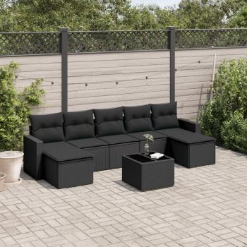 ARDEBO.de - 8-tlg. Garten-Sofagarnitur mit Kissen Schwarz Poly Rattan