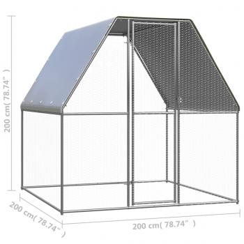 Hühnerkäfig Silbern und Grau 2x2x2 m Verzinkter Stahl