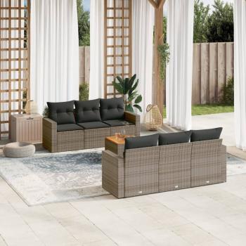 ARDEBO.de - 7-tlg. Garten-Sofagarnitur mit Kissen Grau Poly Rattan