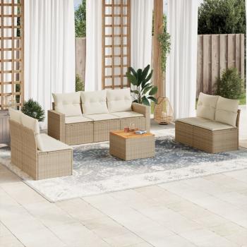 ARDEBO.de - 8-tlg. Garten-Sofagarnitur mit Kissen Beige Poly Rattan