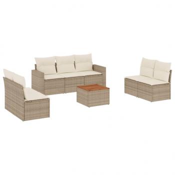 8-tlg. Garten-Sofagarnitur mit Kissen Beige Poly Rattan