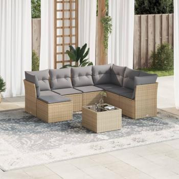 ARDEBO.de - 8-tlg. Garten-Sofagarnitur mit Kissen Beige Poly Rattan