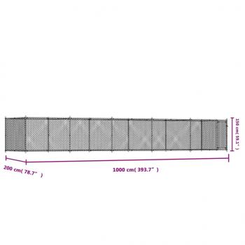 Hundezwinger mit Tür Grau 10x2x1,5 m Verzinkter Stahl