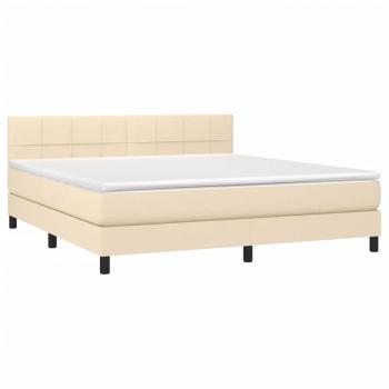 Boxspringbett mit Matratze & LED Creme 180x200 cm Stoff