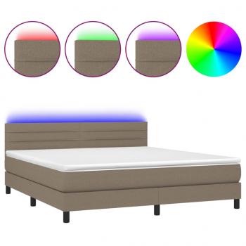 Boxspringbett mit Matratze & LED Taupe 160x200 cm Stoff