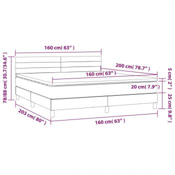 Boxspringbett mit Matratze & LED Taupe 160x200 cm Stoff