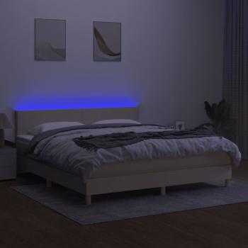 Boxspringbett mit Matratze & LED Creme 180x200 cm Stoff