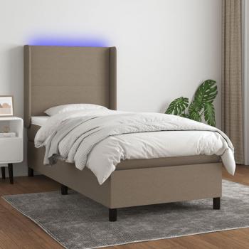 ARDEBO.de - Boxspringbett mit Matratze & LED Taupe 100x200 cm Stoff