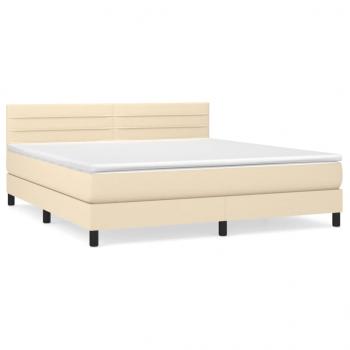 Boxspringbett mit Matratze Creme 180x200 cm Stoff