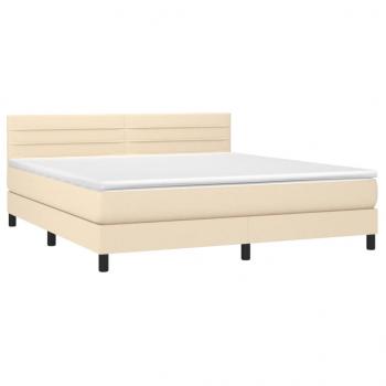 Boxspringbett mit Matratze Creme 180x200 cm Stoff