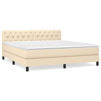 Boxspringbett mit Matratze Creme 160x200 cm Stoff