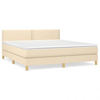 Boxspringbett mit Matratze Creme 180x200 cm Stoff