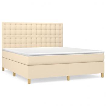 Boxspringbett mit Matratze Creme 180x200 cm Stoff