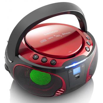 SCD-550RD Tragbares UKW-Radio CD/MP3/USB/Bluetooth-Player® mit LED-Beleuchtung Rot (Menge: 2 je Bestelleinheit)