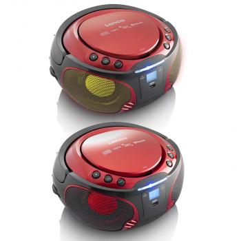 SCD-550RD Tragbares UKW-Radio CD/MP3/USB/Bluetooth-Player® mit LED-Beleuchtung Rot (Menge: 2 je Bestelleinheit)