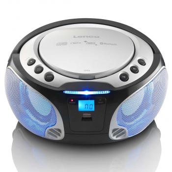 SCD-550SI Tragbares UKW-Radio CD/MP3/USB/Bluetooth-Player® mit LED-Beleuchtung Silber (Menge: 2 je Bestelleinheit)