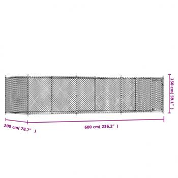 Hundezwinger mit Tür Grau 6x2x1,5 m Verzinkter Stahl