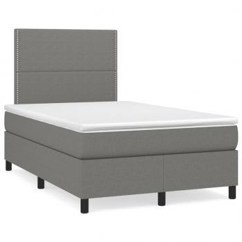 ARDEBO.de - Boxspringbett mit Matratze Dunkelgrau 120x190 cm Stoff