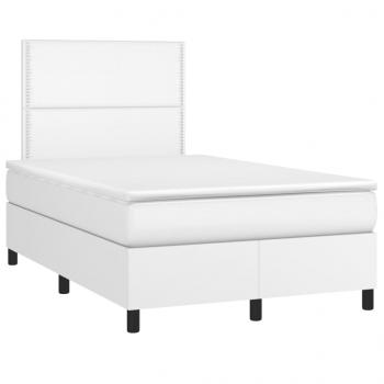 Boxspringbett mit Matratze Weiß 120x190 cm Kunstleder