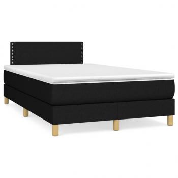 ARDEBO.de - Boxspringbett mit Matratze & LED Schwarz 120x190 cm Stoff