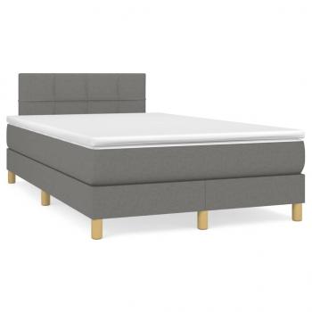 ARDEBO.de - Boxspringbett mit Matratze Dunkelgrau 120x190 cm Stoff