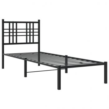 Bettgestell mit Kopfteil Metall Schwarz 75x190 cm