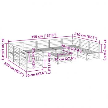 10-tlg. Garten-Sofagarnitur Kiefernholz Imprägniert